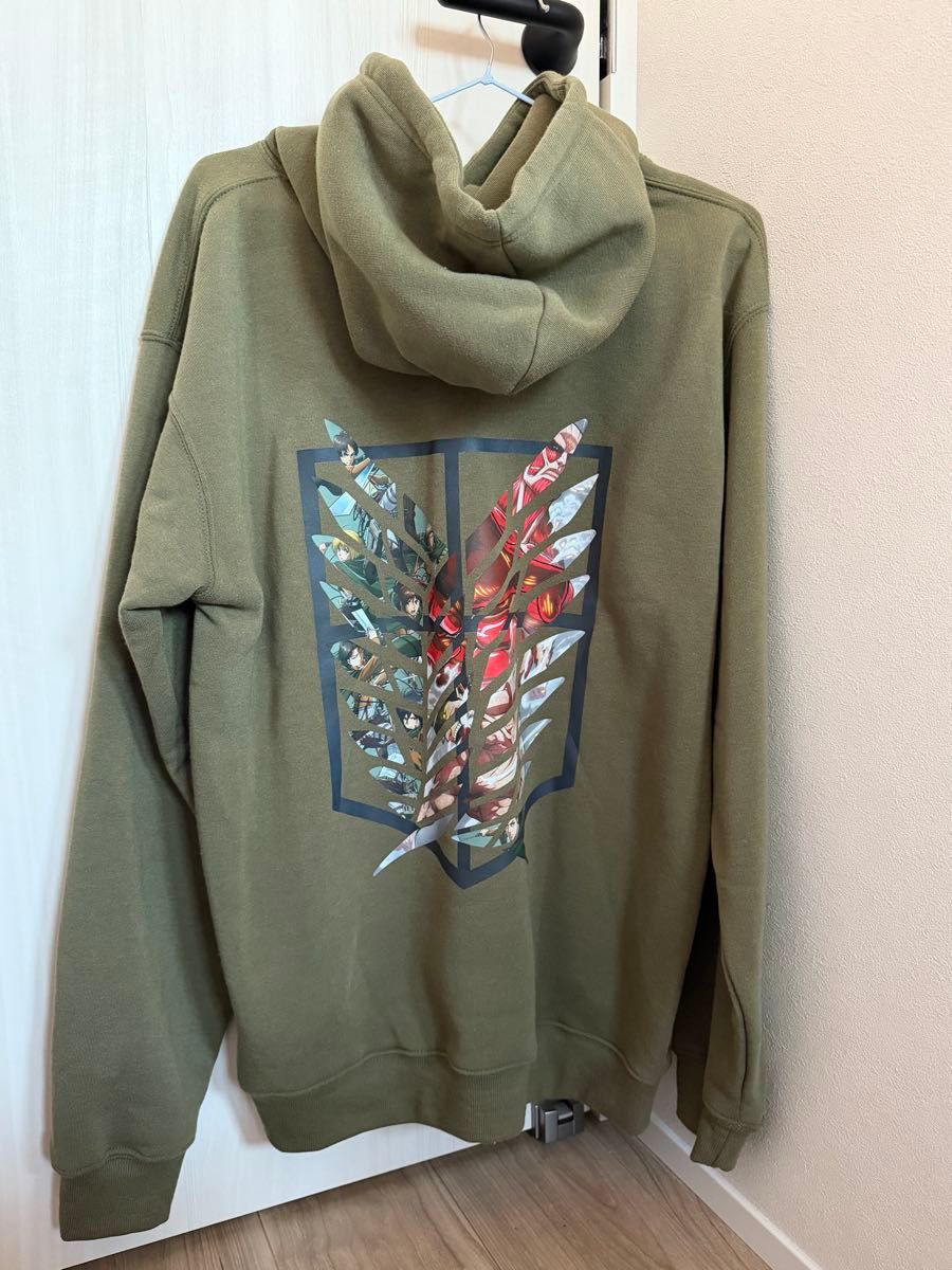 进击的巨人 调查兵团 自由之翼 后背印花 连帽卫衣 卡其色