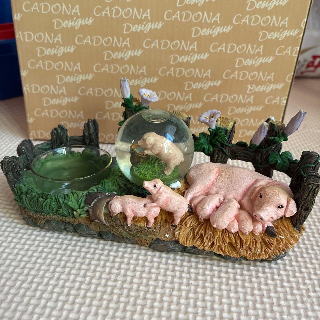 [Rare CADONA Designs Pig Snow Globe Candle Holder