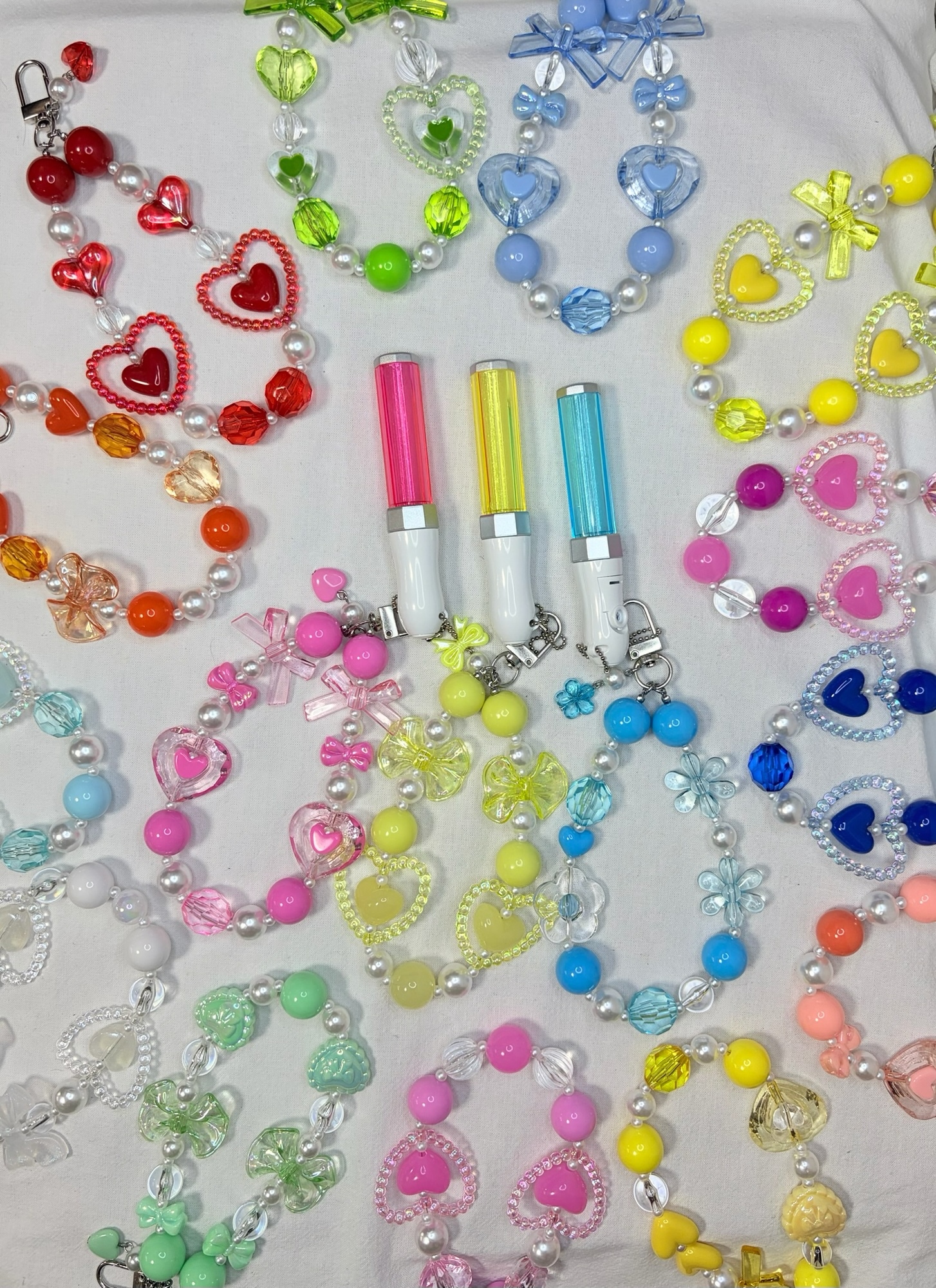 应援色挂绳🌈粉色手机挂绳珠饰配件闪光棒挂绳可爱应援周边应援色手绳蝴蝶结星星【C-28】