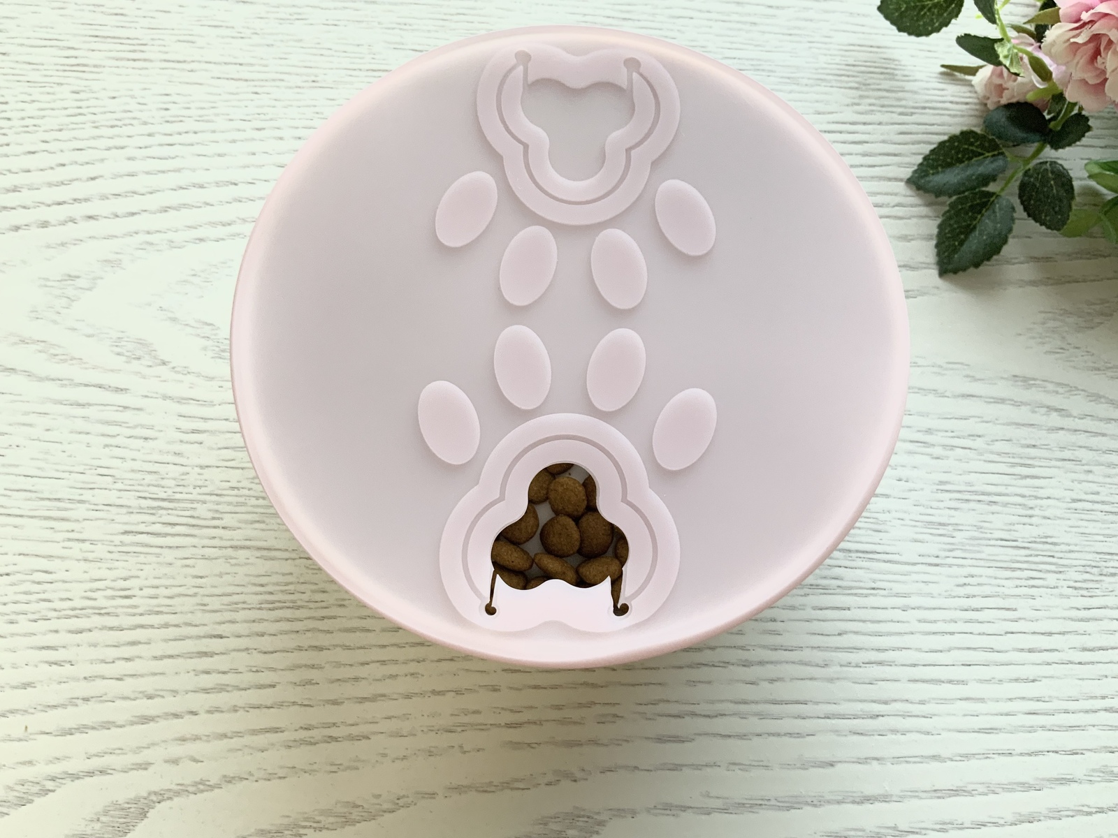 防狼吞虎咽、零食喂食、宠物食盆盖 粉色 开口尺寸小