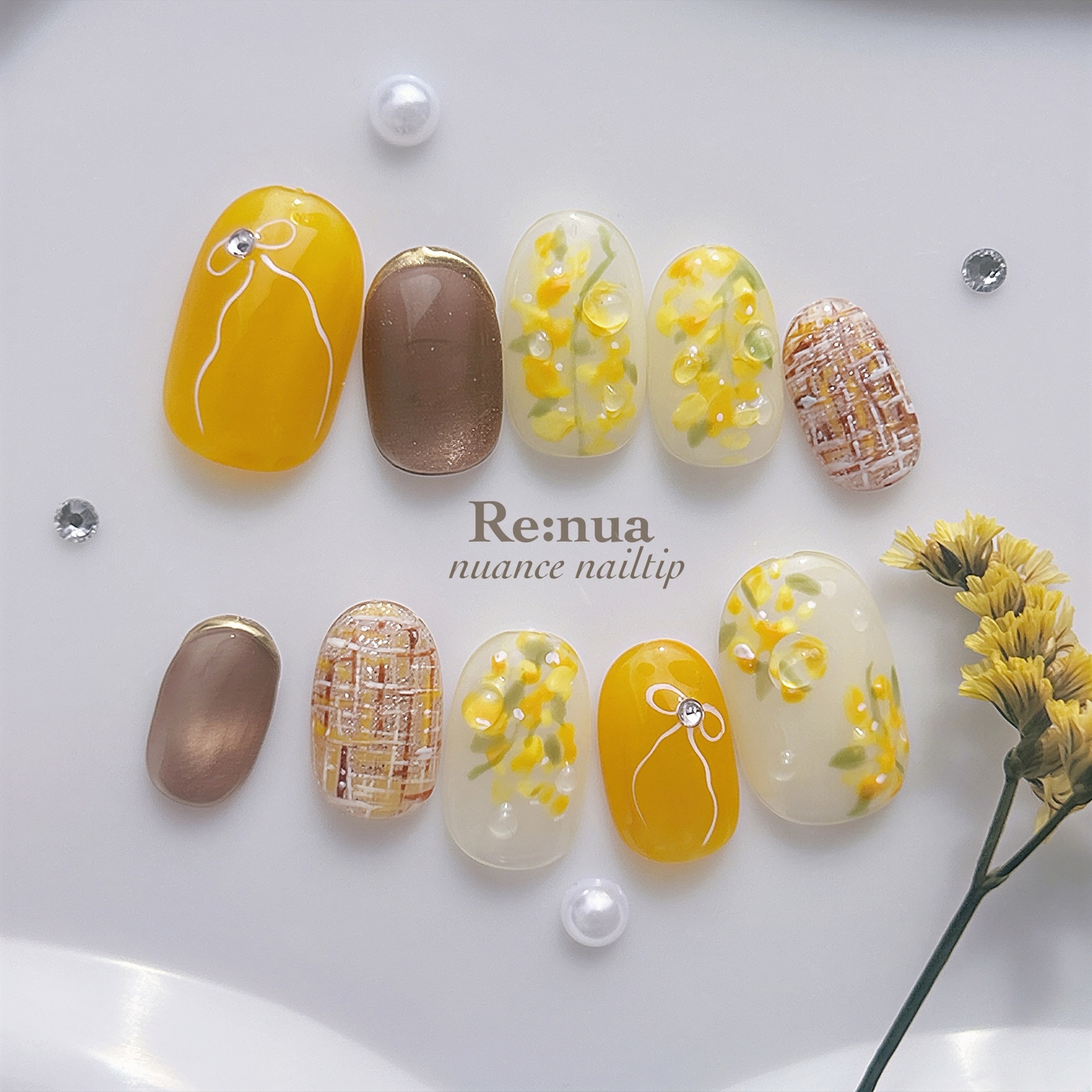 Gold Osmanthus Nail🌼💛🍋 Autumn Nail Tips Gold Osmanthus Yellow
