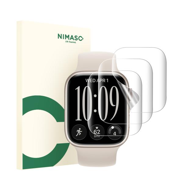 NIMASO apple watch Series12 保護フィルム 42/43mm 46/47mm 対応 Series12対応 保護フィルム 3枚セット クリア 高透過率 ソフトTPU カバー 全面保護 1年保証