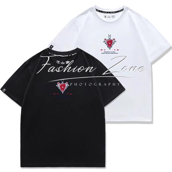 送料無料◆ジョジョの奇妙な冒険 風 エイジェ 赤石ネックレス  半袖 Tシャツ   大人気 キャラクターグッズ  通気 吸汗 速乾