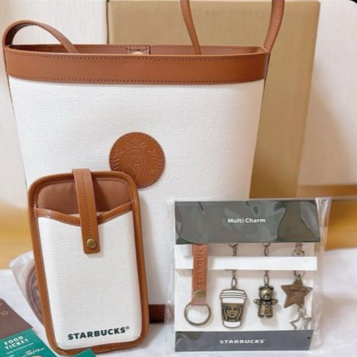 Starbucks My Customization Journey 3-Piece Set: Pass Case, Cup-Shaped Cafe Bag, Tote Bag, Multi-Charm