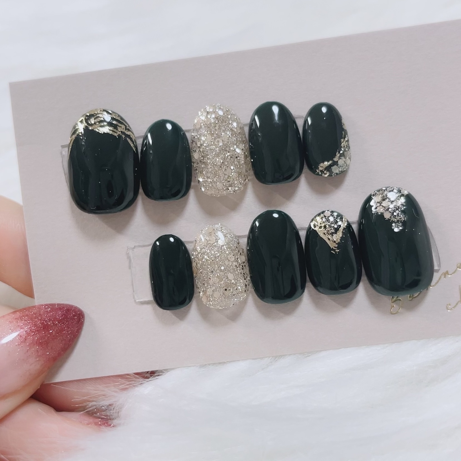 Green Nail Coming of Age Nail Autumn Nail Adult Nail Nuang Nail Deep Green Nail