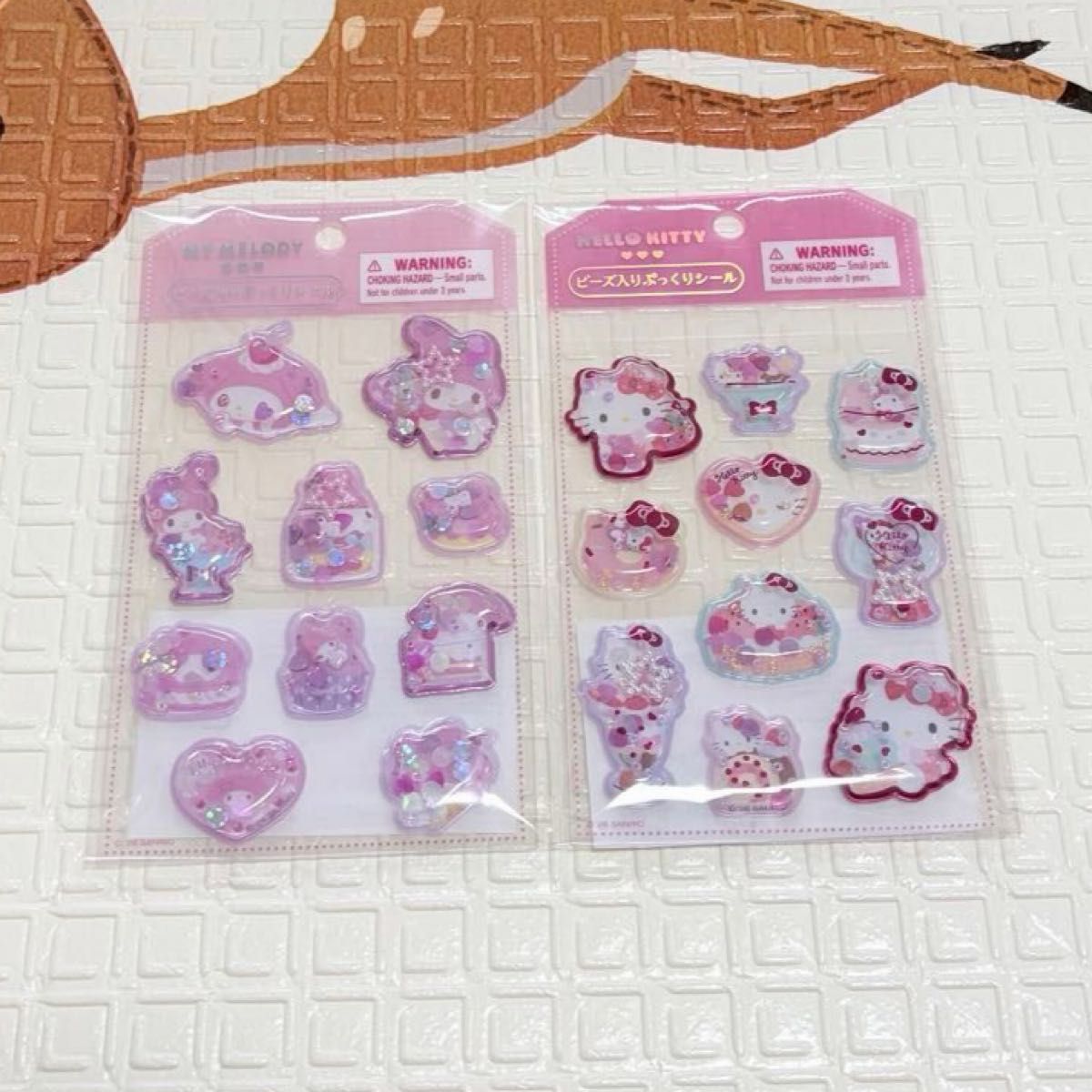 最便宜!【新品】三丽鸥珠装的满满的贴纸hello kitty my merody 2枚套装