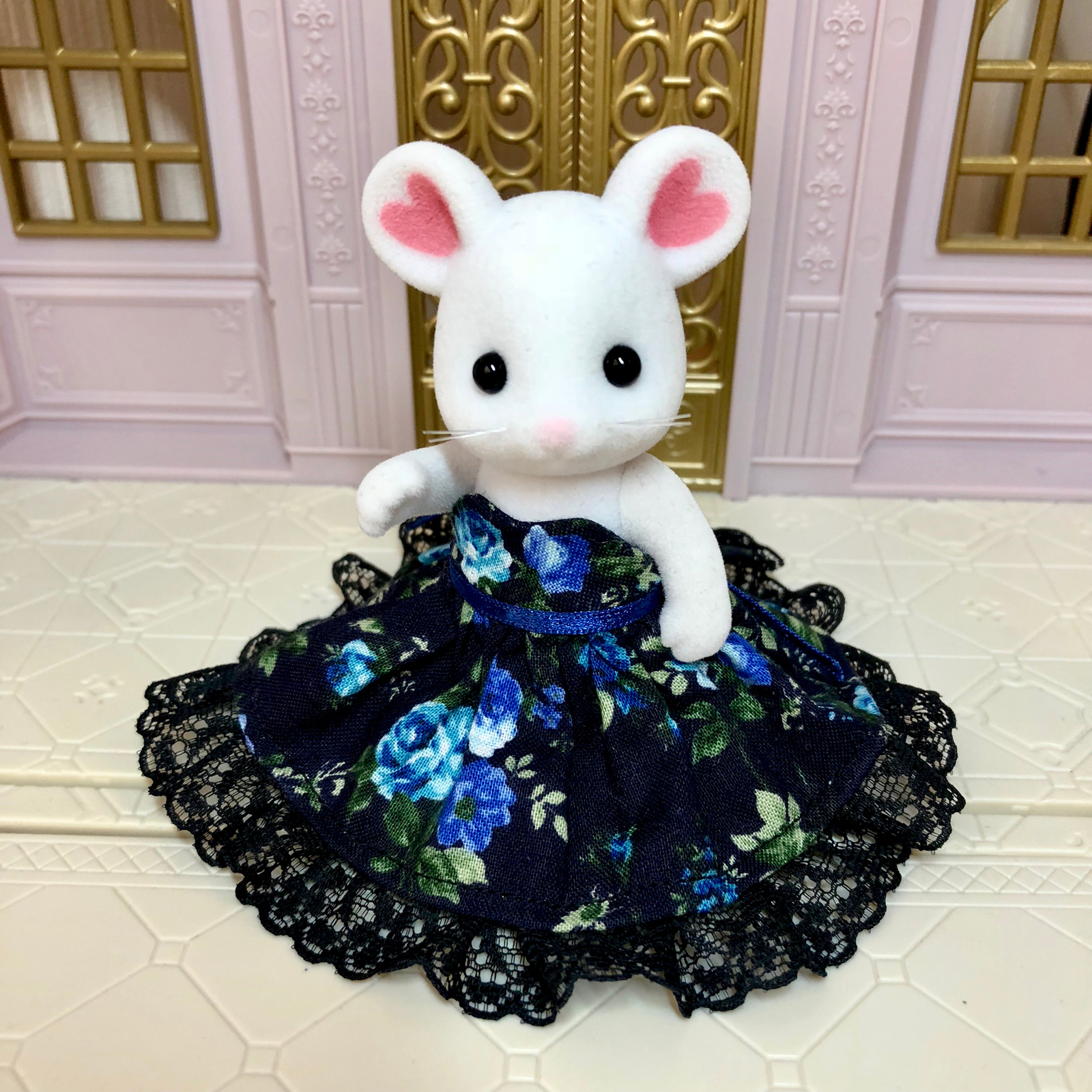 Sylvanian Families 妈妈款 蓝色玫瑰连衣裙