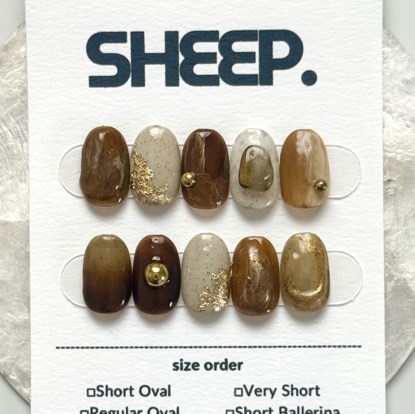 Size Custom Nail Tips Nuance Nail Individualistic Short Graduation Ceremony Event Support Glitter Hand-Painted Korean Autumn Gold