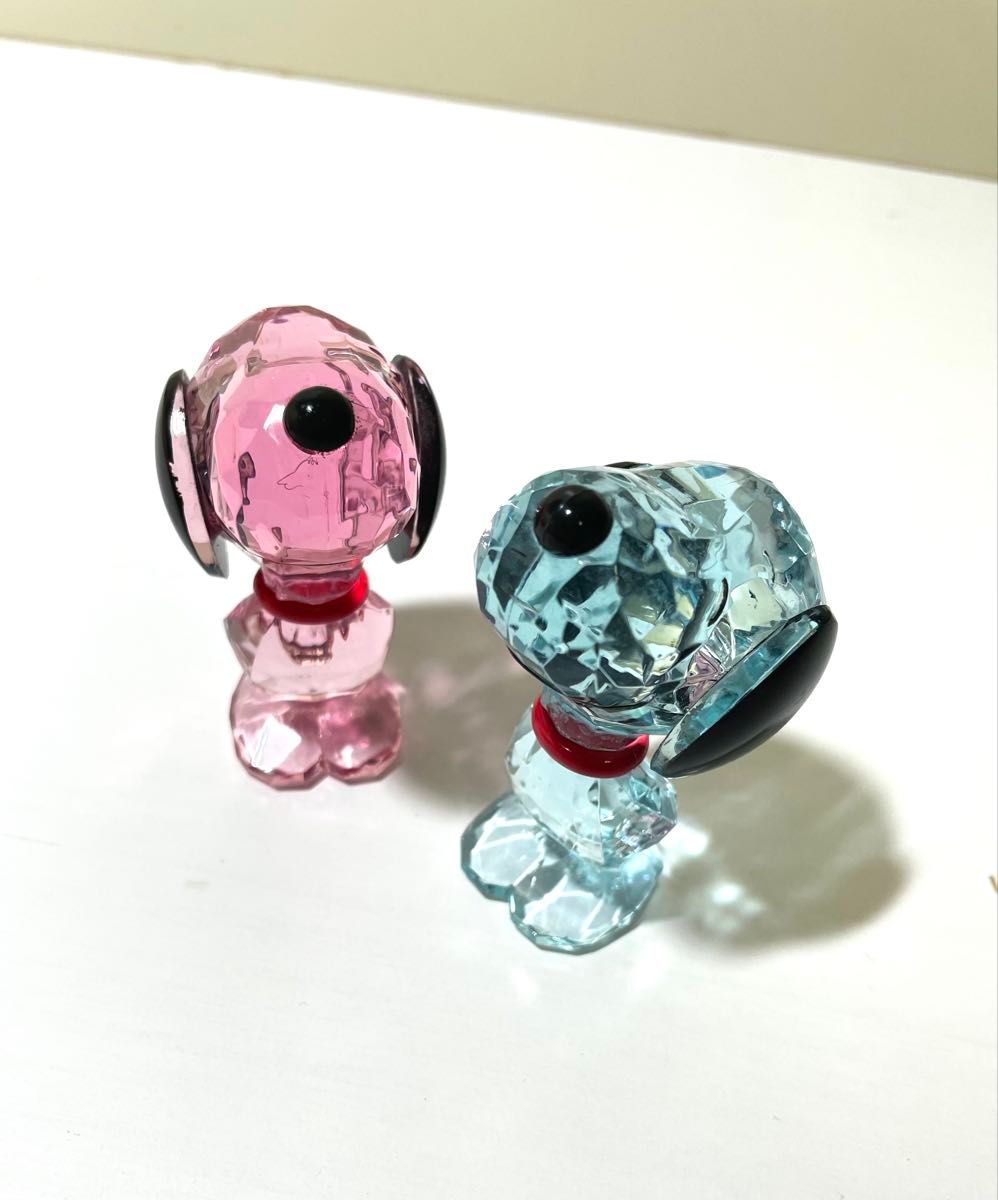 ★ Snoopy Acrylic Ice Big Ornament Figure Pink Light Blue 2 Pieces