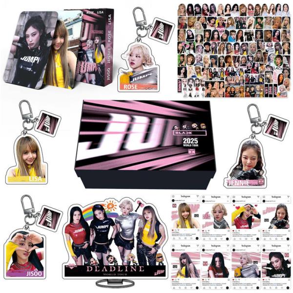 BLACKPINK周边礼品盒 照片卡 JUMP 交易卡套装 照片 照片卡 BLACKPINK 钥匙扣 贴纸套装 DEADLINE JENNIE LISA JISOO ROSE