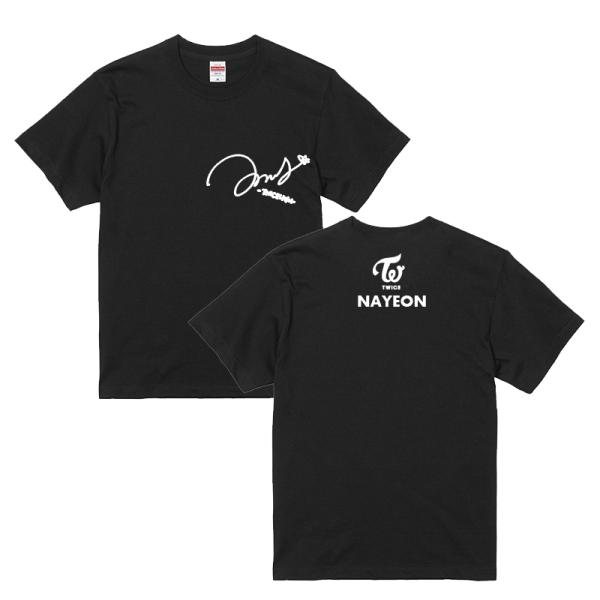 ナヨン トゥワイス TWICE サイン入り ロゴ入り ブラック 黒Tシャツ T-シャツ ts0217-10