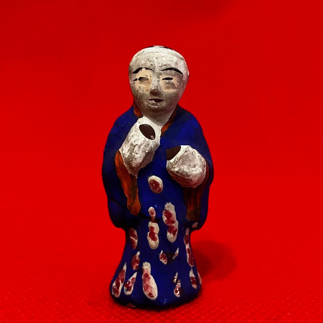 Folk Toy Steamed Bun Eating Figurine Miniature Vintage