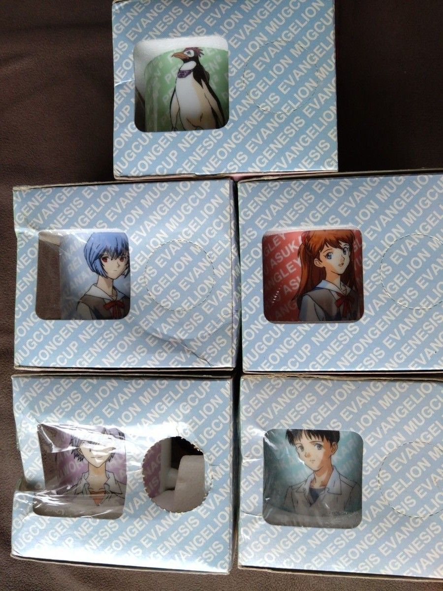 Evangelion Mug Set of 5, Sold as a Lot: Rei, Asuka, Shinji, Kaworu