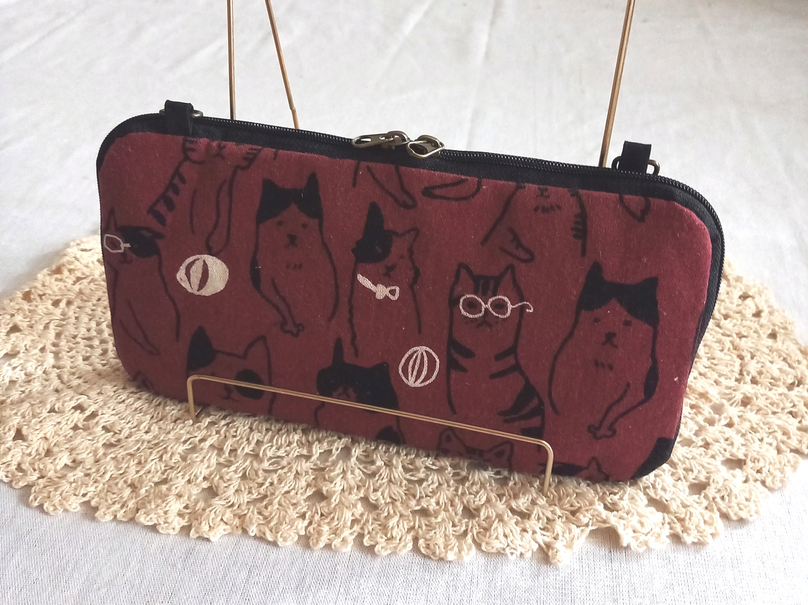 浓引擎的猫的圆形拉链化妆包 ☆ 任天堂SwitchLite对应尺寸