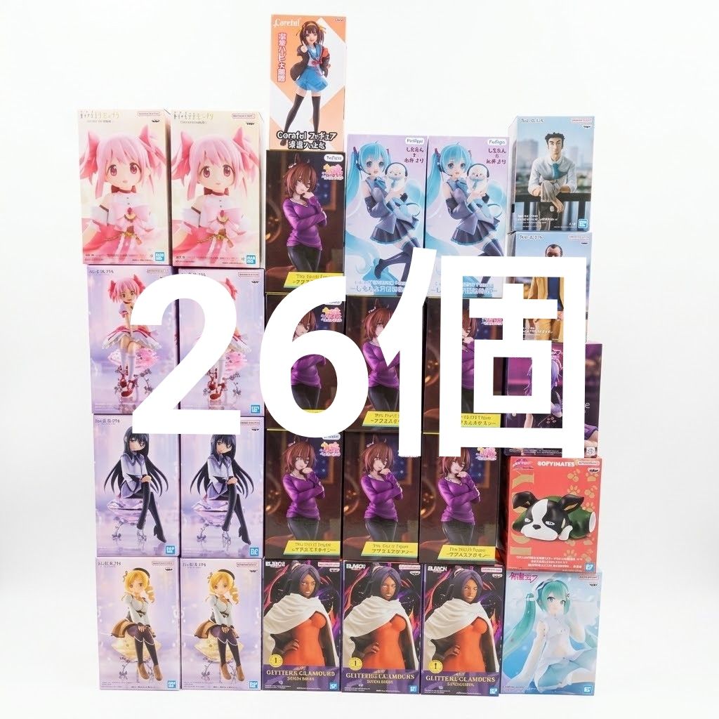 Anime Prize Figures: Madoka Magica, Uma Musume Shiro-tan, Haruhi Suzumiya Bundle - 26 Pieces