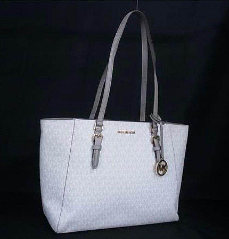 MICHAEL KORS Michael Kors Signature Shoulder Bag with MK Pattern, Gray Tones
