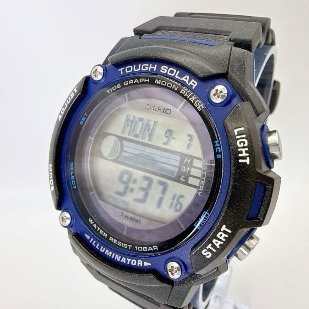 Working CASIO W-S210H Digital Men's Watch Tide Graph Black