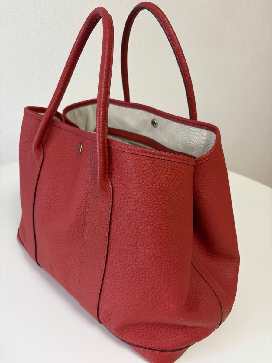 エルメスHERMESガーデンパーティPM刻印□R2014年製トートバッグ トートバック ハンドバッグ ハンドバックredレッド赤色