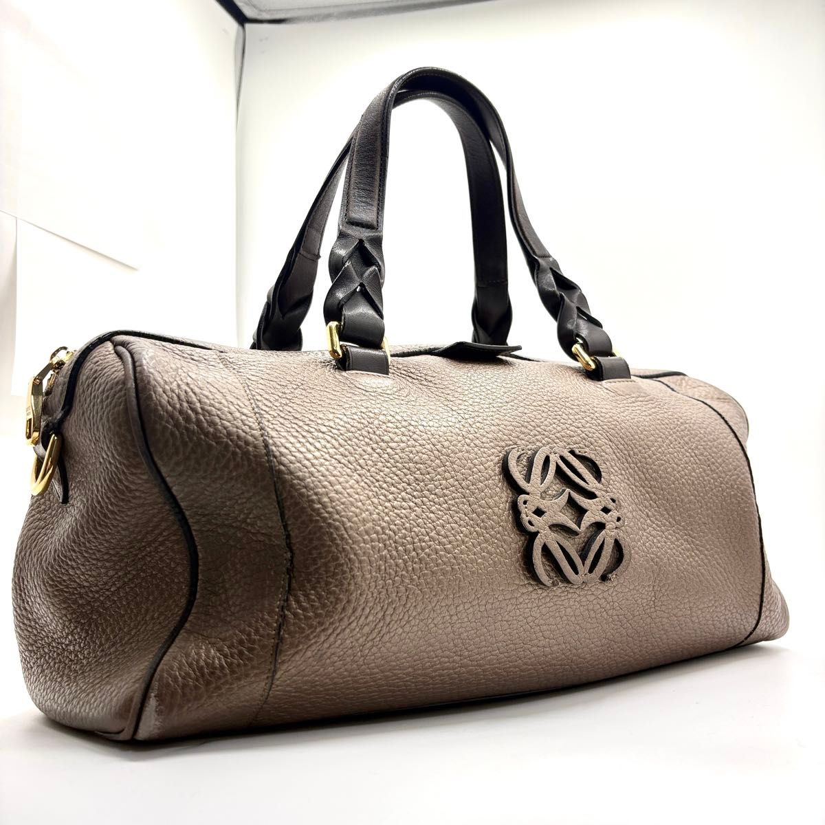 【美品】LOEWE ロエベ アマソナ36 ハンドバッグ レザー アナグラム ブロンズブラウン
