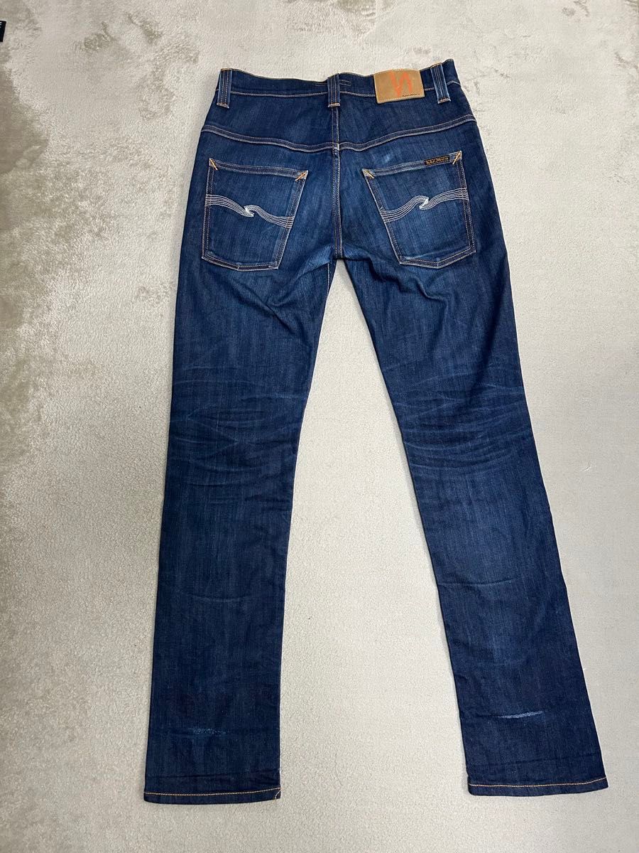 Nudie Jeans Thin Finn 努迪牛仔褲 丹寧褲 深藍色 後口袋刺繡