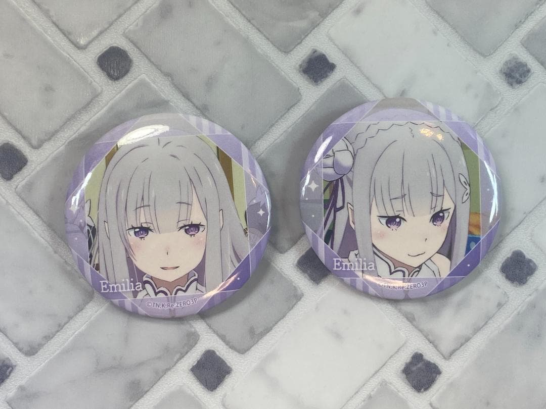 Re:Zero Can Badge 2-Piece Set Emilia 1 Moe Character Oshikatsu