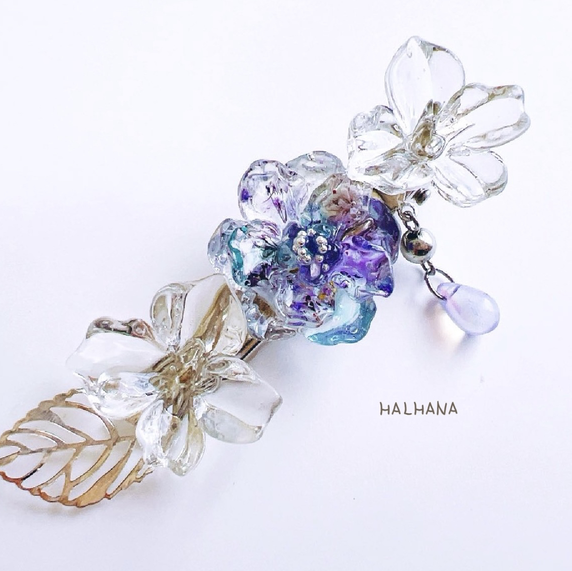 小头发夹【彩花/各种各样】handmade和风和服和服浴衣放下玻璃花花花霞草芭蕾头发发夹