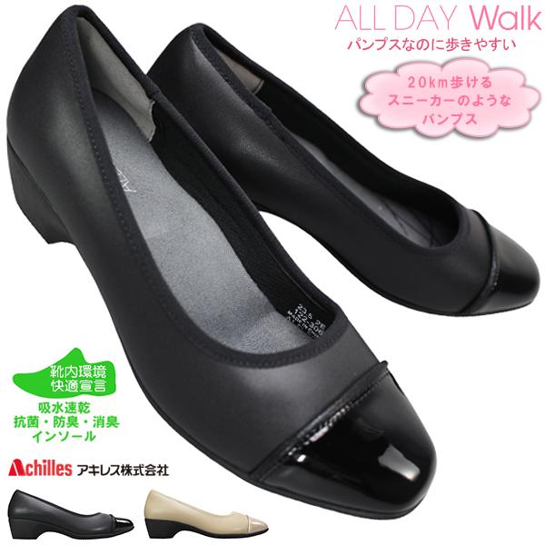 阿基里斯 All Day Walk 浅口鞋 ALD3000 黑色 黑 米色 22.5cm〜25cm 女式 鞋子 女鞋 运动鞋式浅口鞋