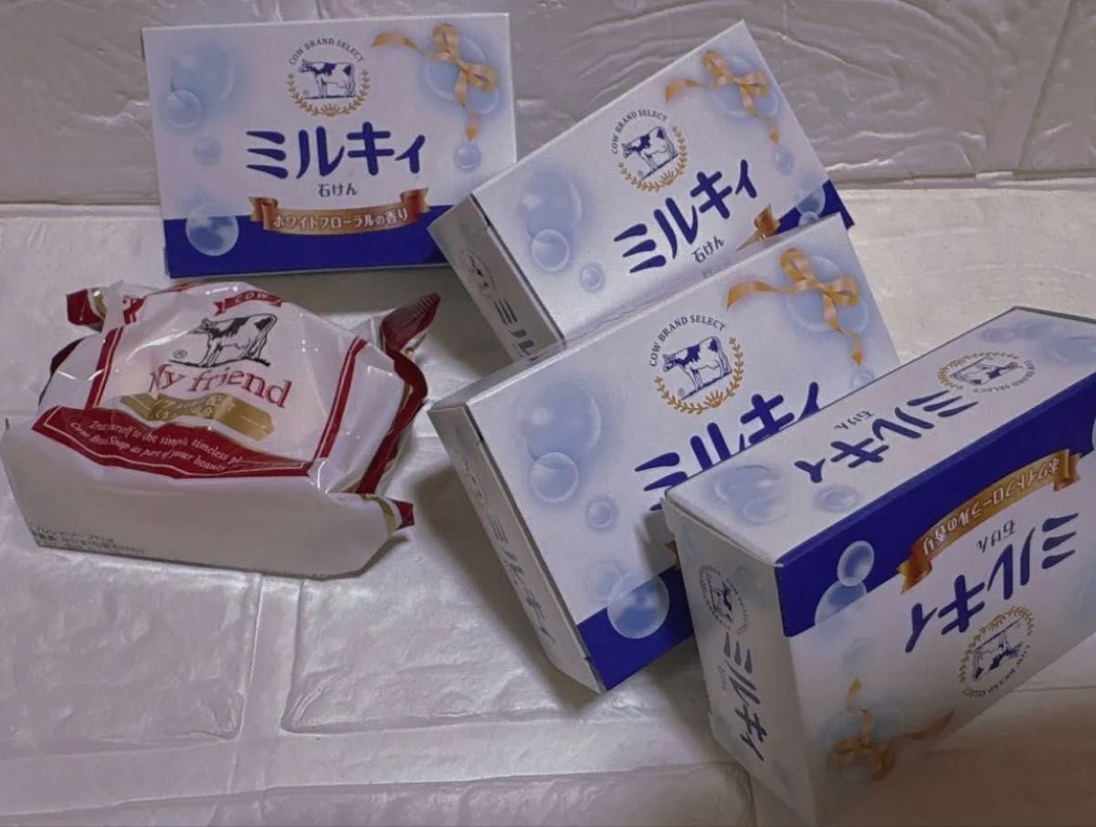 牛奶肥皂汇总,全新5块。牛牌。奶香型肥皂,白色花香·我的朋友。含运费。全新5块。海运立减50日元