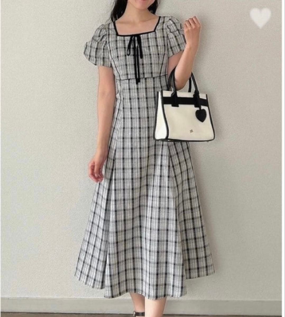 アンミール AnMILLE ワンピース　an mille チェックマーメイドOP ロングワンピース　ホワイトブラック