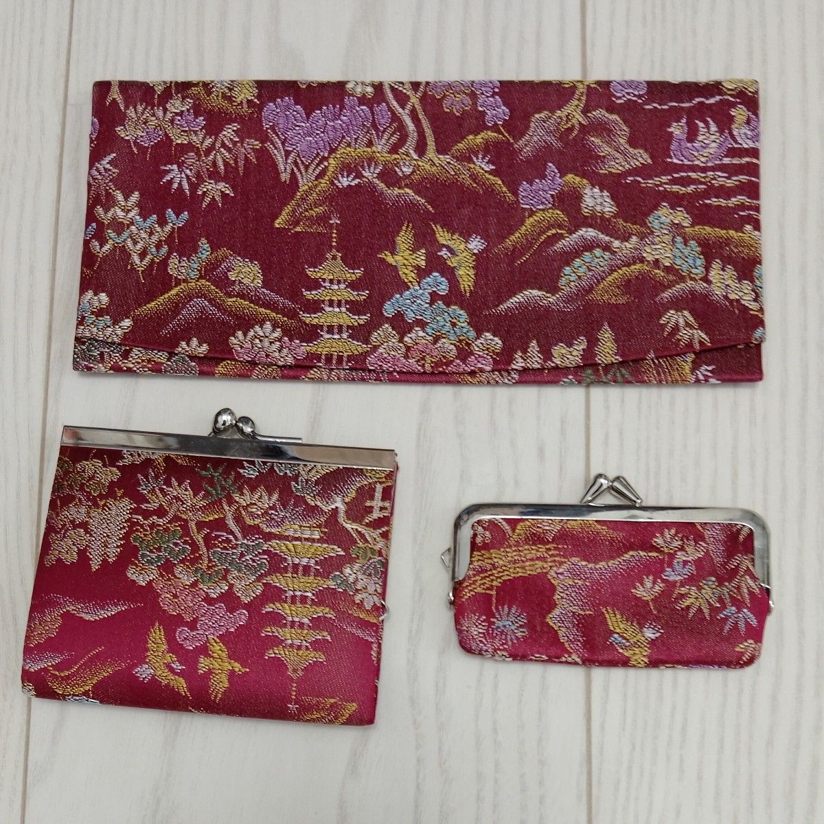 Coin purse, change wallet, retro-style coin case with Japanese pattern and floral design