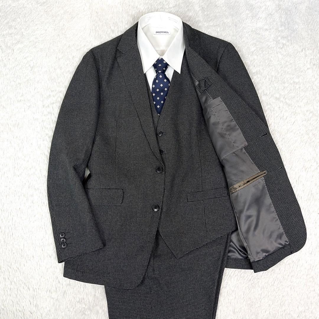 极美品男士西装3件套装千鸟格子charcal灰色背心商务正式成人式婚礼