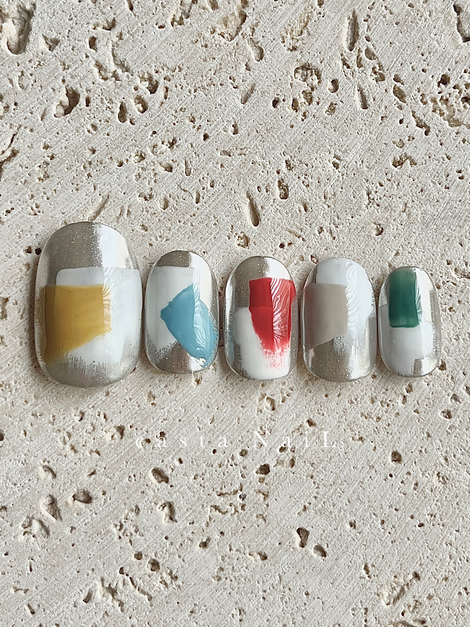 Mirror nuance paint design hand nail tip autumn color