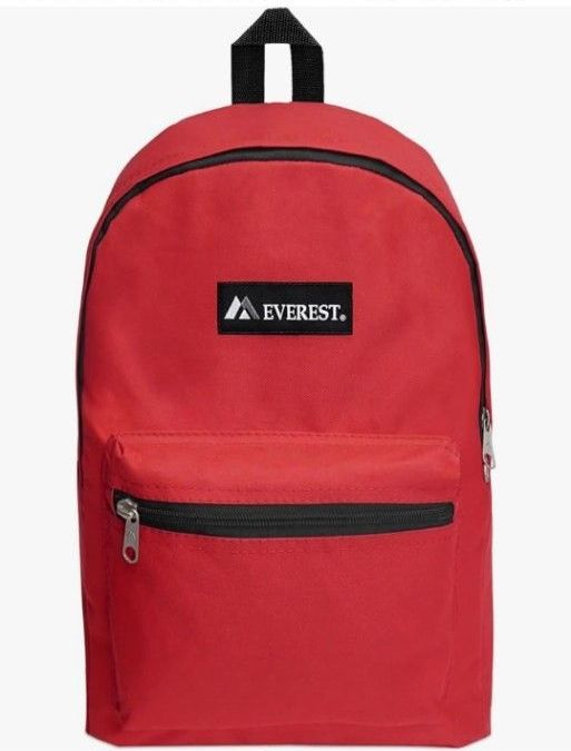 Everest 1045K-RD 15-inch Basic Backpack, Red, for Field Trips and Outings