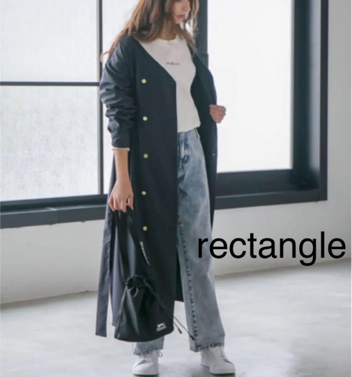 【新货】rectangle矩形双按钮沟槽连衣裙