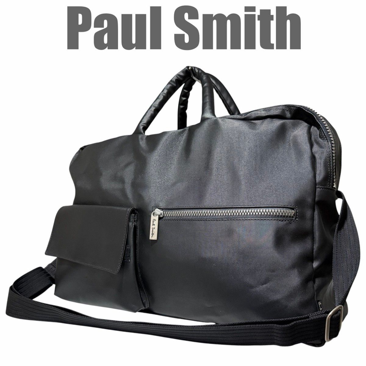 美品Paul Smith保罗史密斯波士顿包商务旅行尼龙A4黑色肩挂斜挂交叉体