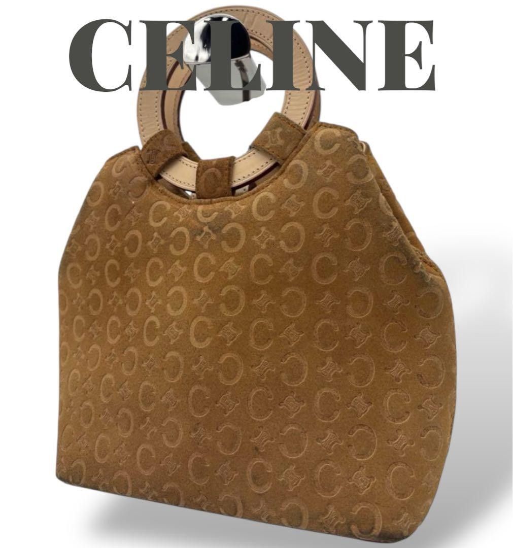 CELINE Celine Macadam Pattern Handbag Nubuck Ring Handle C Macadam Vintage