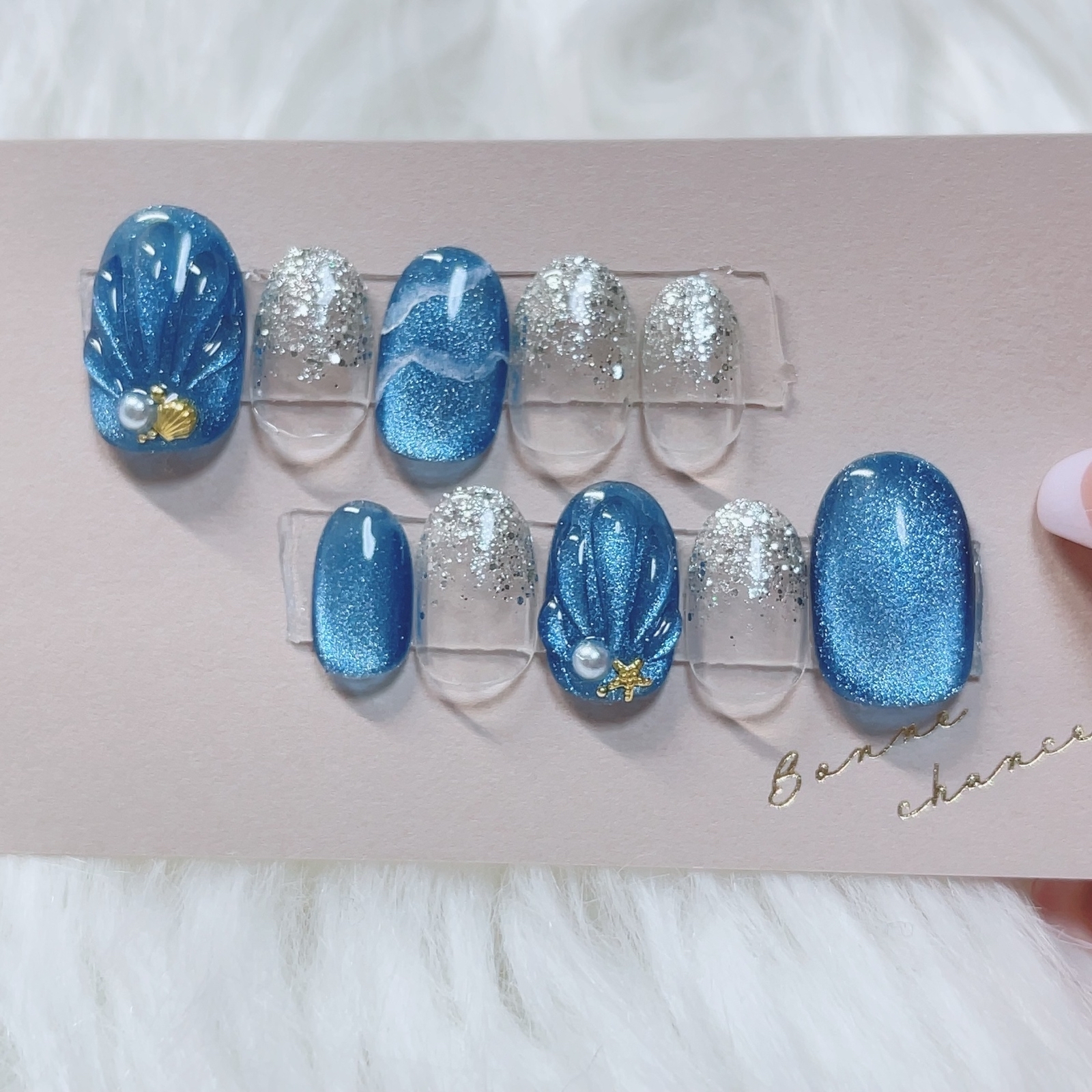 Summer Nail Magnet Nail Sea Nail Mermaid Nail Bridal Nail Blue Nail