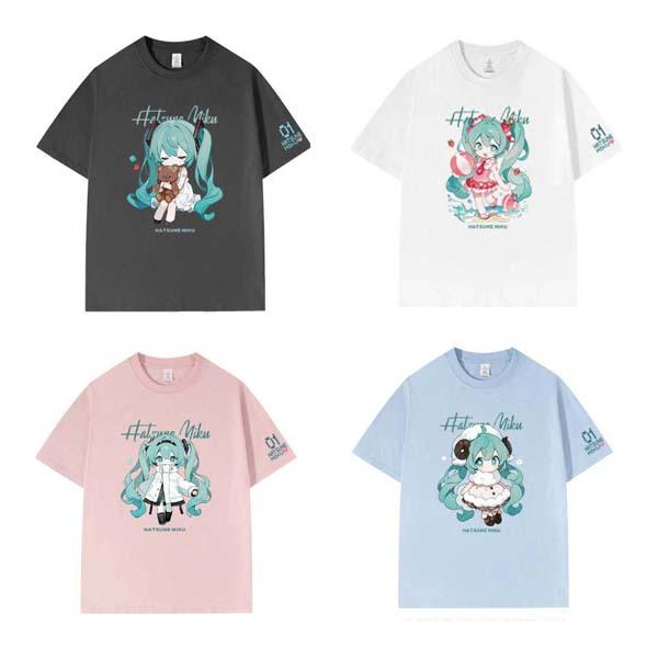 初音ミク 半袖 T シャツ 痛 T 夏服 綿 ゆったりシルエット アニメコスプレ 男女兼用 学生向け