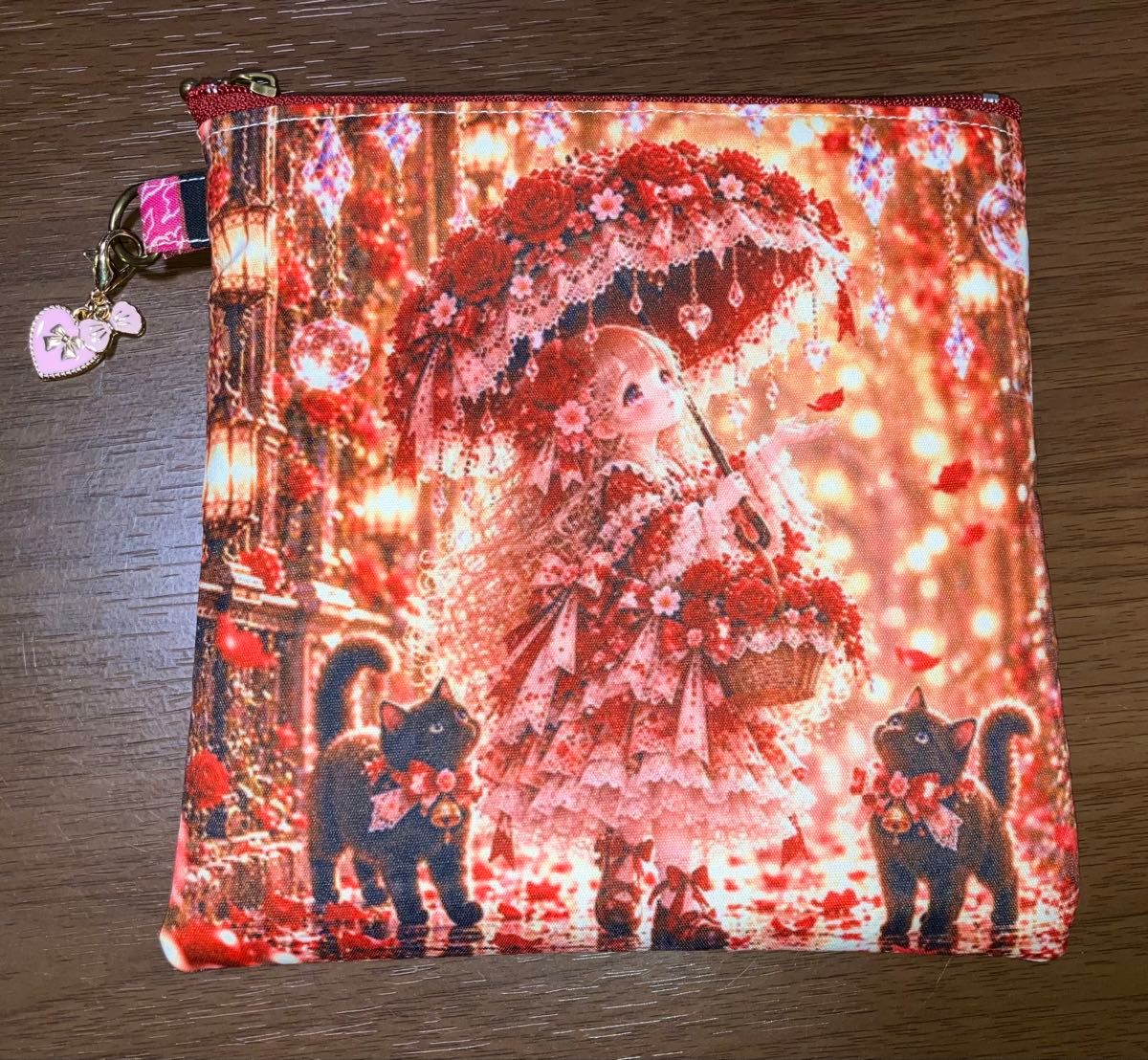 Handmade Panel Pouch: Lolita Girl and Black Cat, Red Series 2