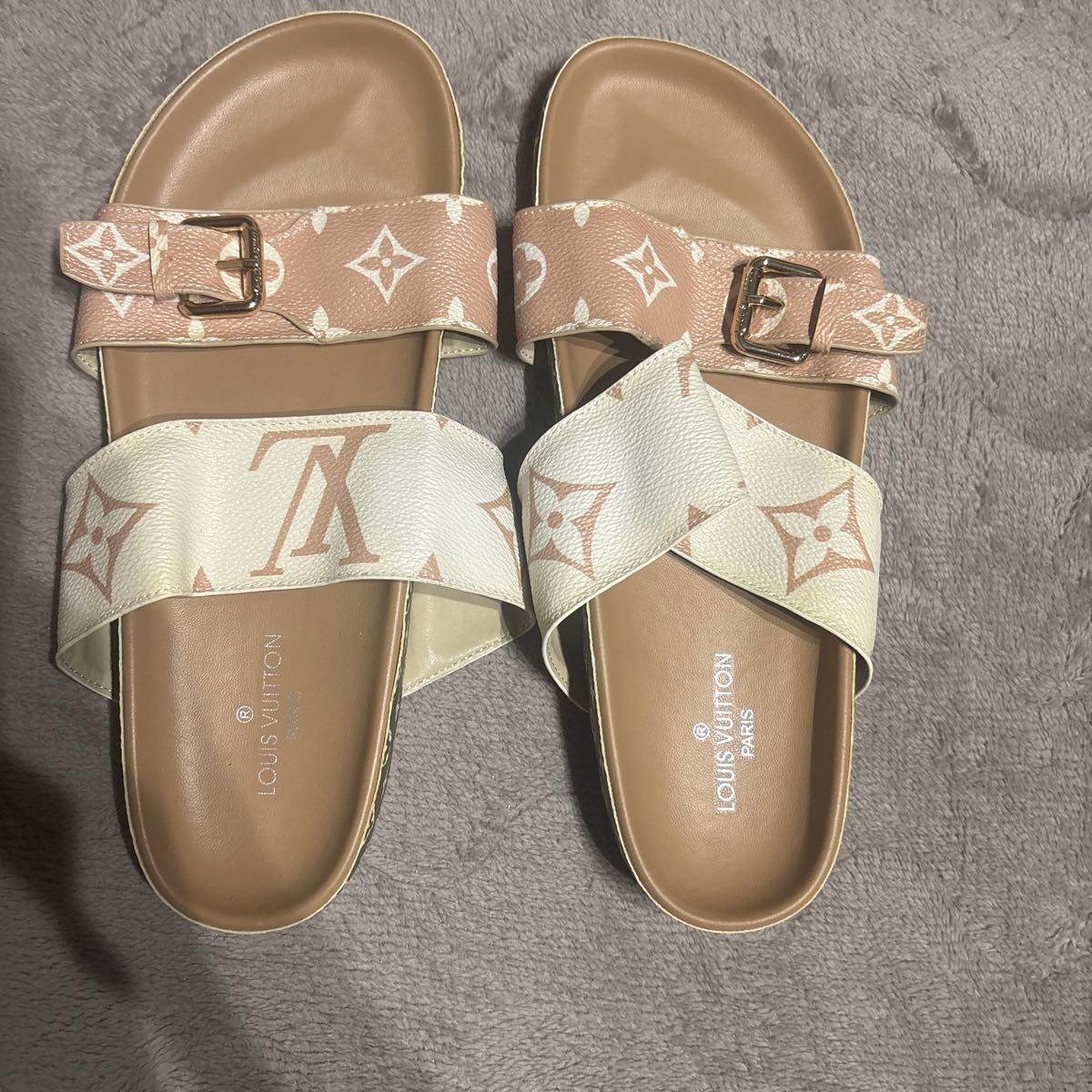 LOUIS VUITTON 路易威登 老花 凉鞋 穆勒鞋 粉色系
