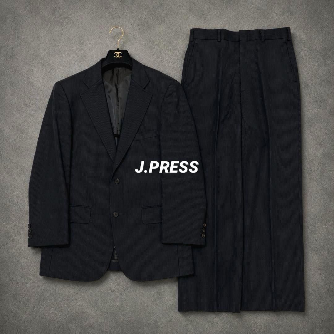 J.PRESS ジェイプレス 套装西装 炭灰色条纹 段返式3粒扣 半衬里 日本制造 Y6 L码