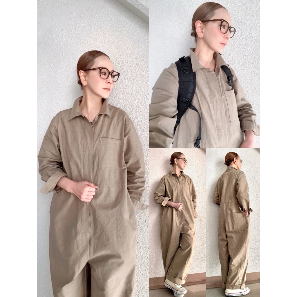 RATA ❤全方位打造理想身形❤️散发复古气息的成熟风连体衣❤️显贵气的棉麻面料❤️质地厚实❤️时尚米色❤️适合春秋冬季