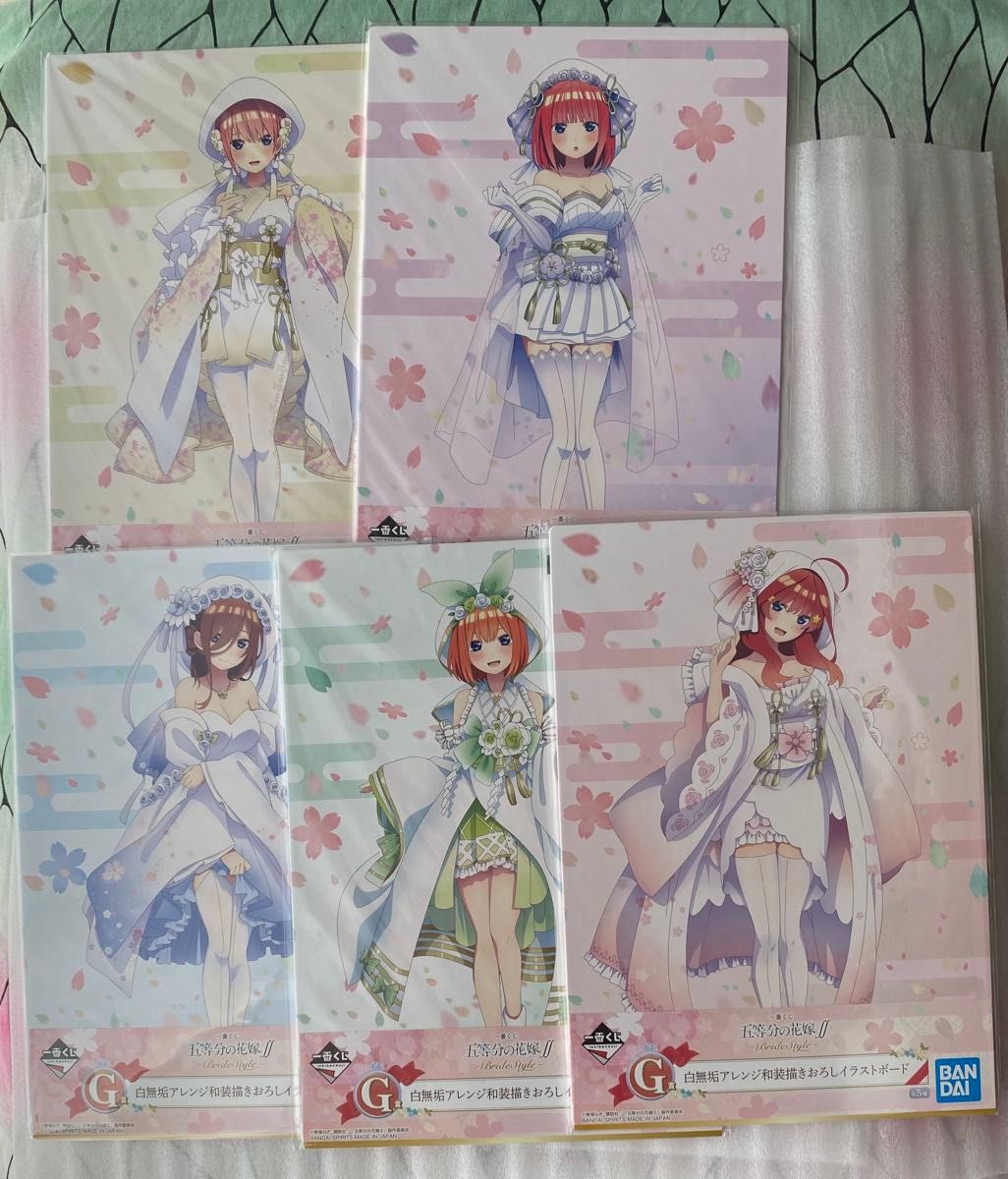The Quintessential Quintuplets Ichibankuji BrideStyle Shiromuku Arrangement Japanese Wedding Attire Newly Illustrated Art Board 5-Piece Set