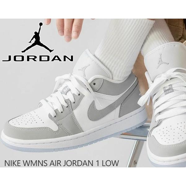 耐克 女款 AIR JORDAN 1 LOW 白色/狼灰-铝色 dc0774-105 耐克 女款 Air Jordan 1 Low 女士运动鞋 AJI 白色 狼灰色