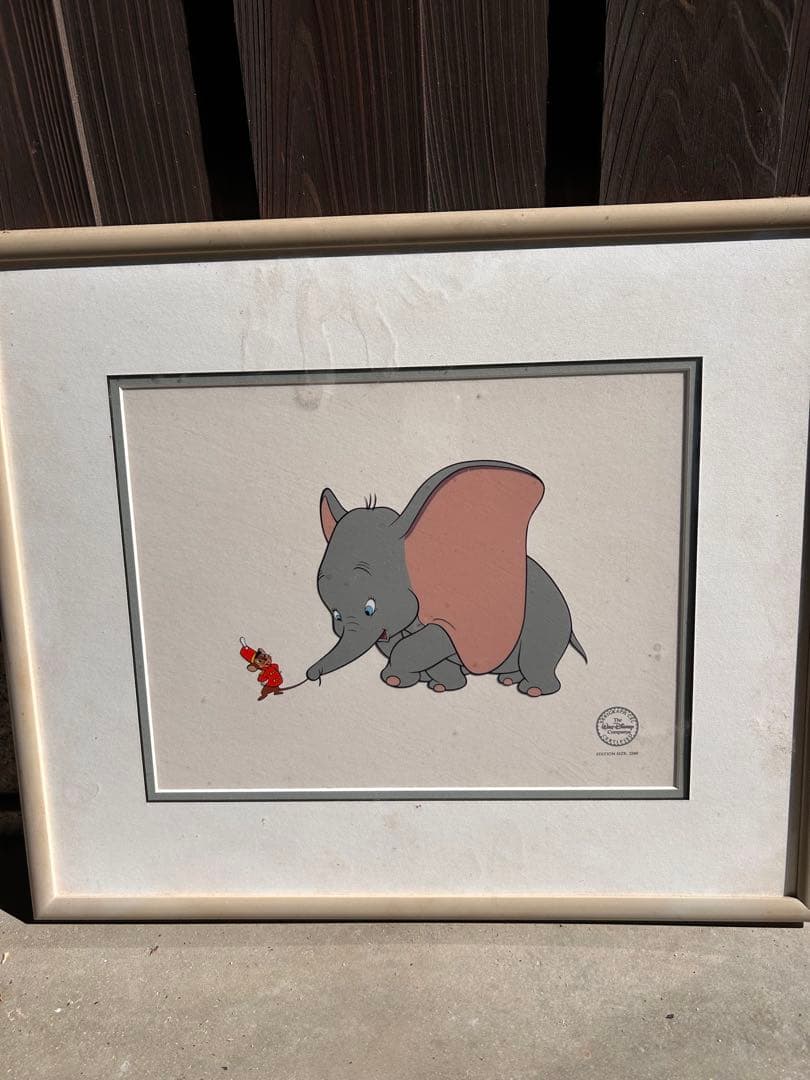 迪士尼 小飞象 透明胶片画 裱框作品
