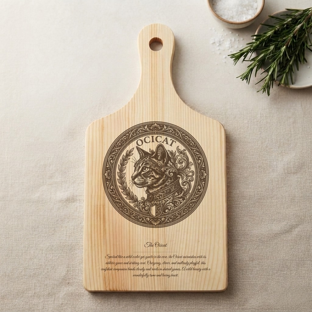 【可订制】猫的徽章切割板天然木材单面设计