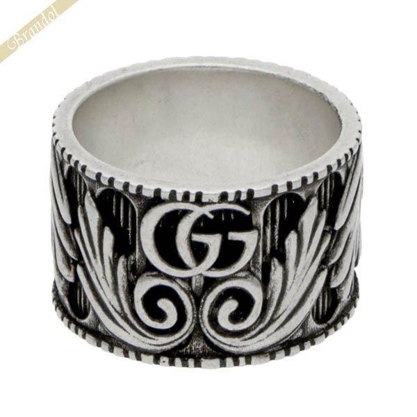 古驰 戒指 GUCCI 指环 男女款 双G 叶子图案 银质戒指 551895 J8400 0811