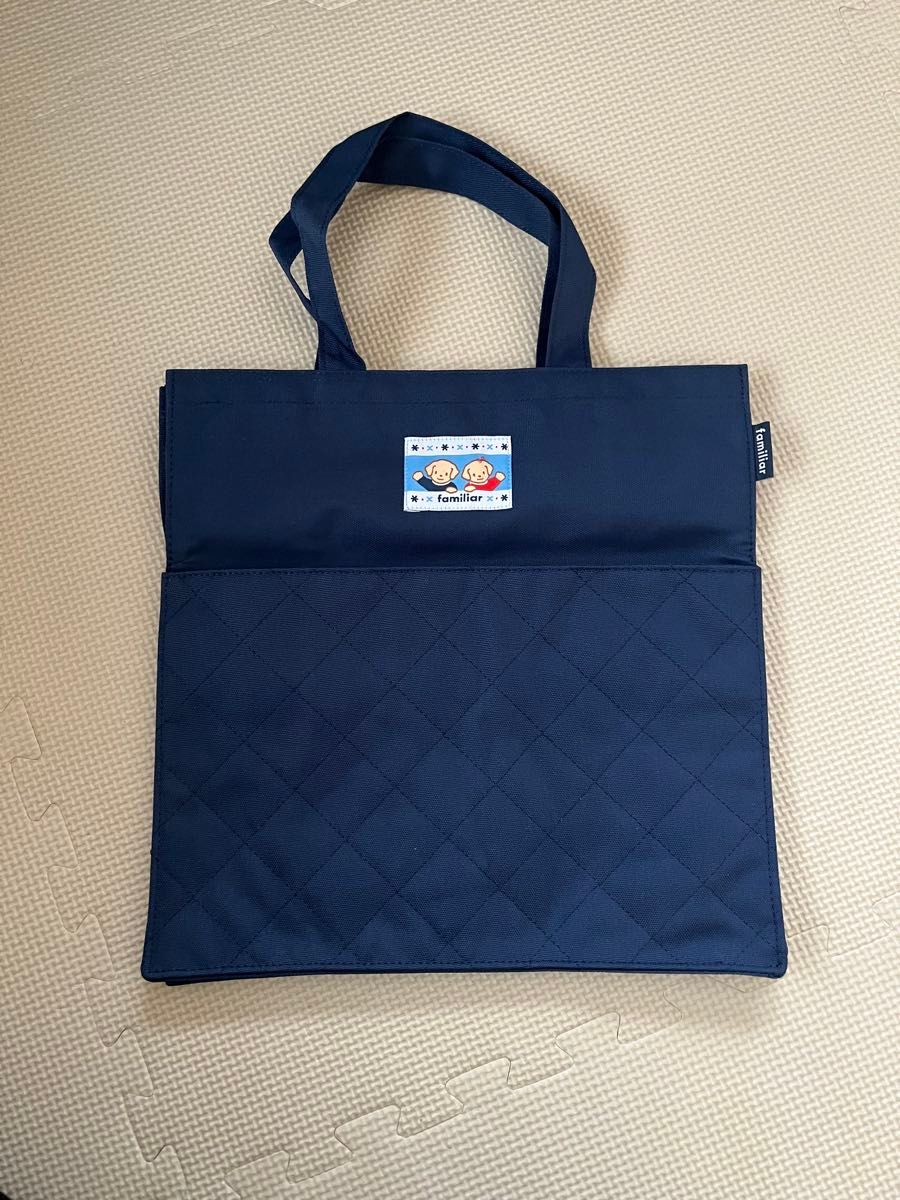 Familiar Familia Lesson Bag Navy Quilted Ikeda Senshu Bank Novelty Tote Bag Non-Commercial Navy Blue Back