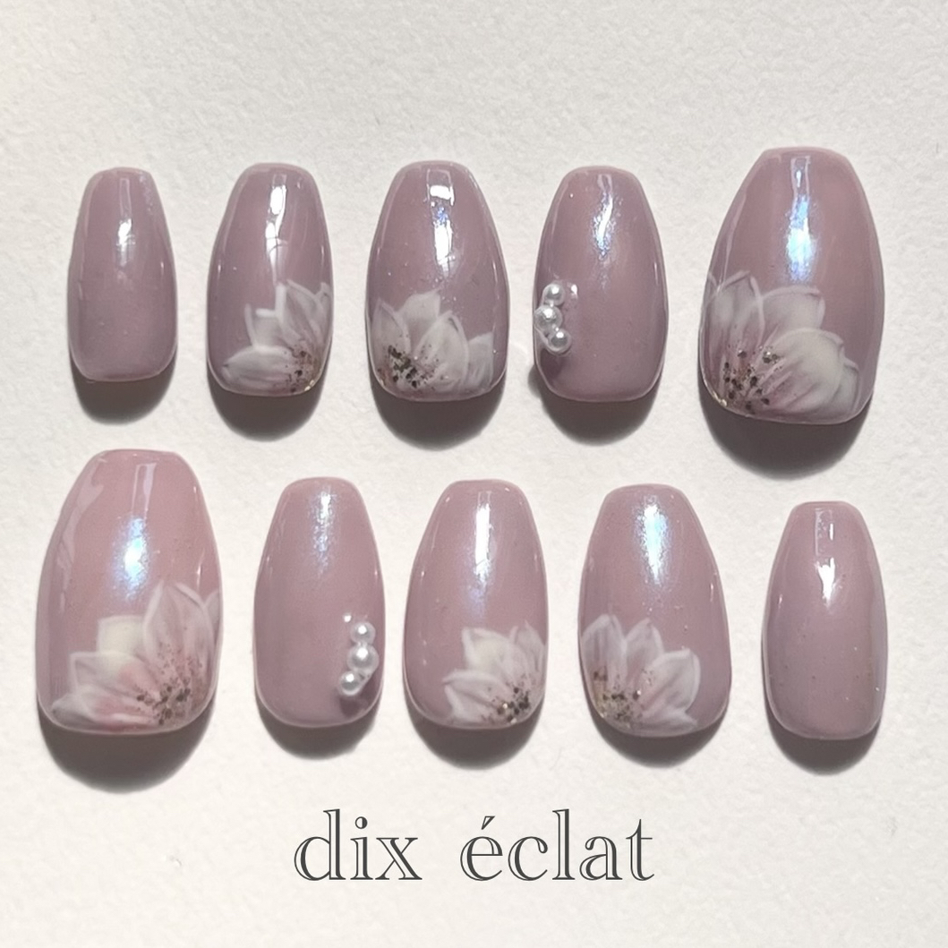 Size order [No.6] Spring/floral pattern/pink/entrance ceremony/graduation ceremony/entrance ceremony/graduation ceremony/short ballerina/nail tip