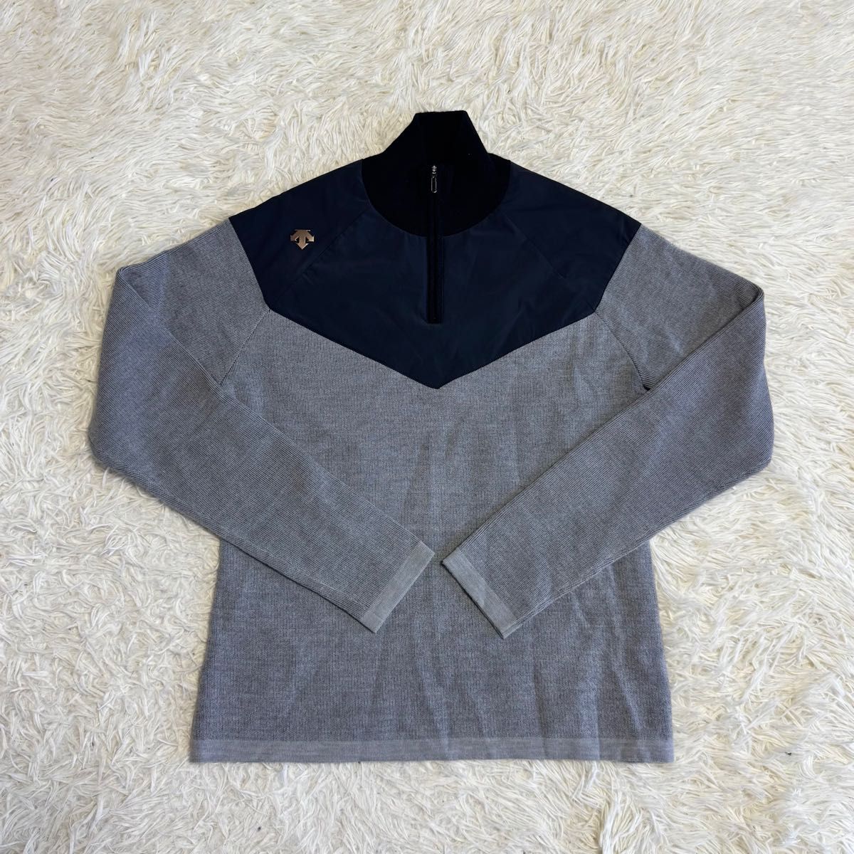 【DESCENTE GOLF】 成色极佳 半拉链 灰色 L码 女士 长袖 高尔夫服装 高领 套头衫
